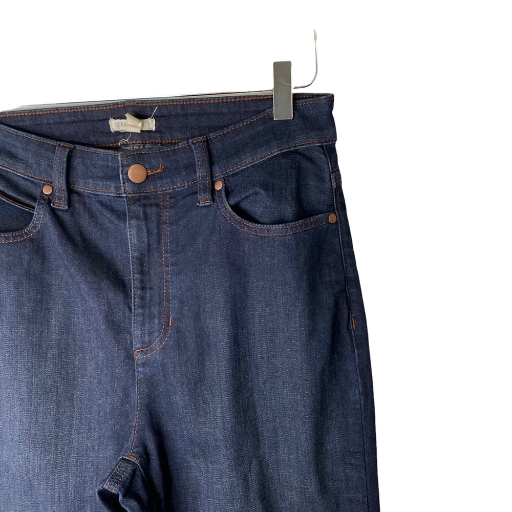 Eileen Fisher Organic Cotton Dark Wash Ankle Straight Leg Crop Jeans Size 6 - Picture 8 of 11